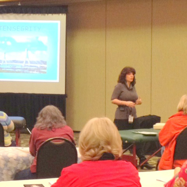 Marjorie Brook giving a lecture